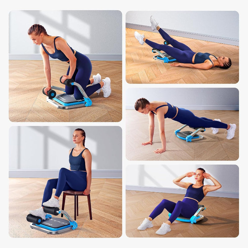 Ab Machine for Home Gym, Adjustable Ab Trainer with 3 Resistance Levels, Sit up Exercise Equipment for Core Workout, Automatic Rebound Ab Crunch Machine, Ab Workout Equipment for Stomach