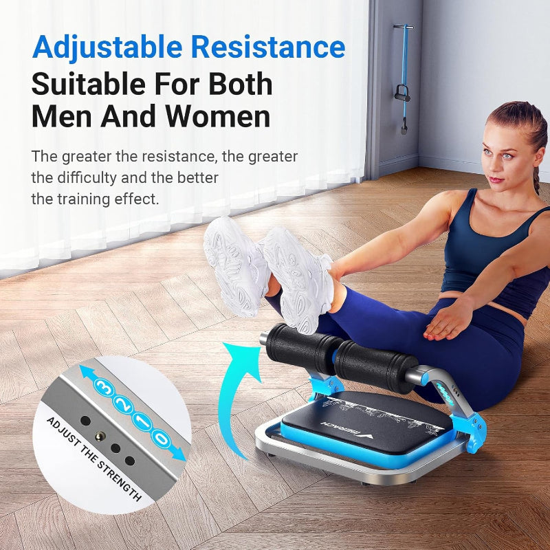 Ab Machine for Home Gym, Adjustable Ab Trainer with 3 Resistance Levels, Sit up Exercise Equipment for Core Workout, Automatic Rebound Ab Crunch Machine, Ab Workout Equipment for Stomach